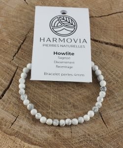 Bracelet Howlite Blanche - Perles 4mm
